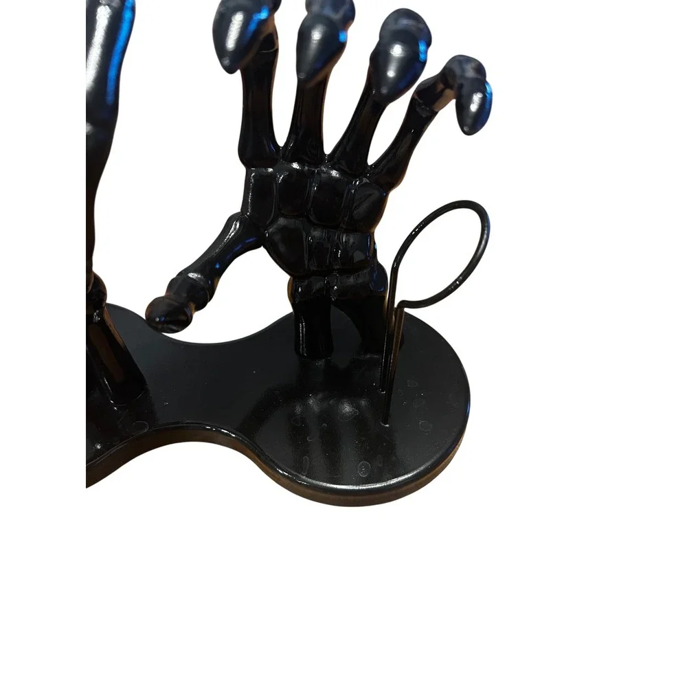 Hyde & Eek Skeleton Hands Wine Bottle Holder Glossy Black Halloween Goth Decor